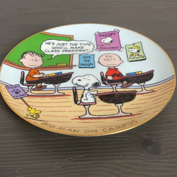 Peanuts Magical Moments Danbury Mint Big Man On Campus Plate 8" Retired 2006 - Picture 2 of 7